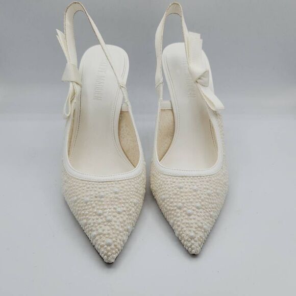 Steve Madden Bri-P White Lace Pearl Slingback Dress Pump Women's 9 With Box - Picture 1 of 12
